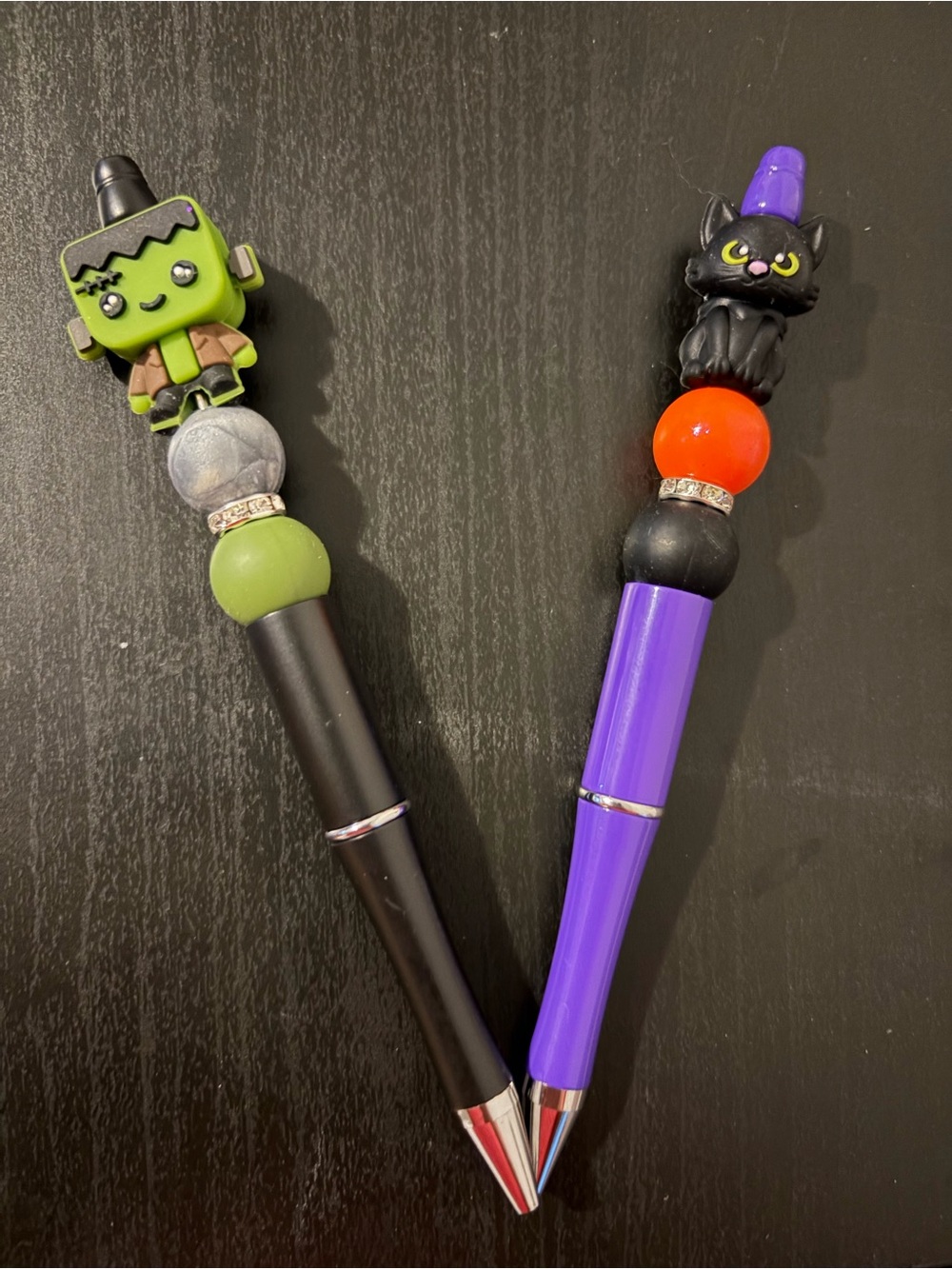 Cute Cat & Frankenstein Character Pens - Purple & Black